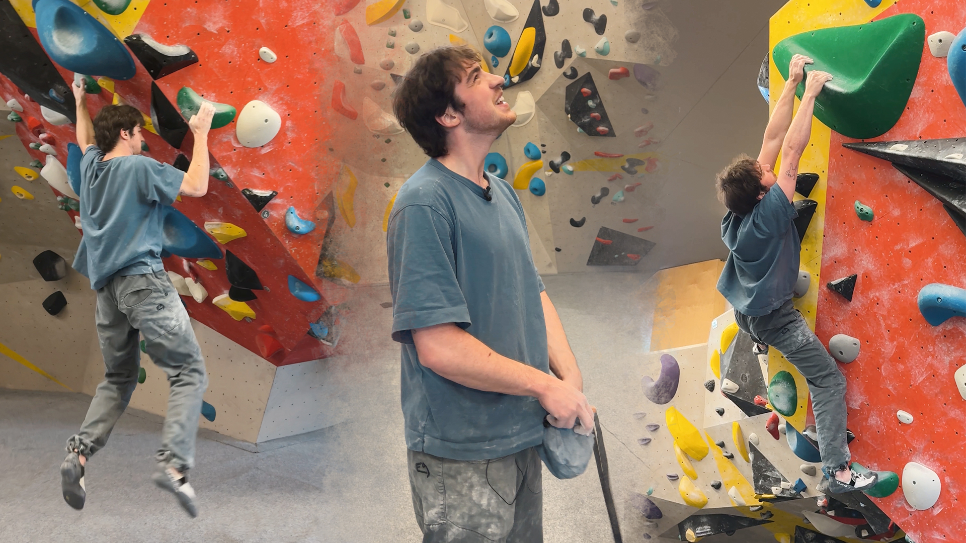 Yannik beim Bouldern
