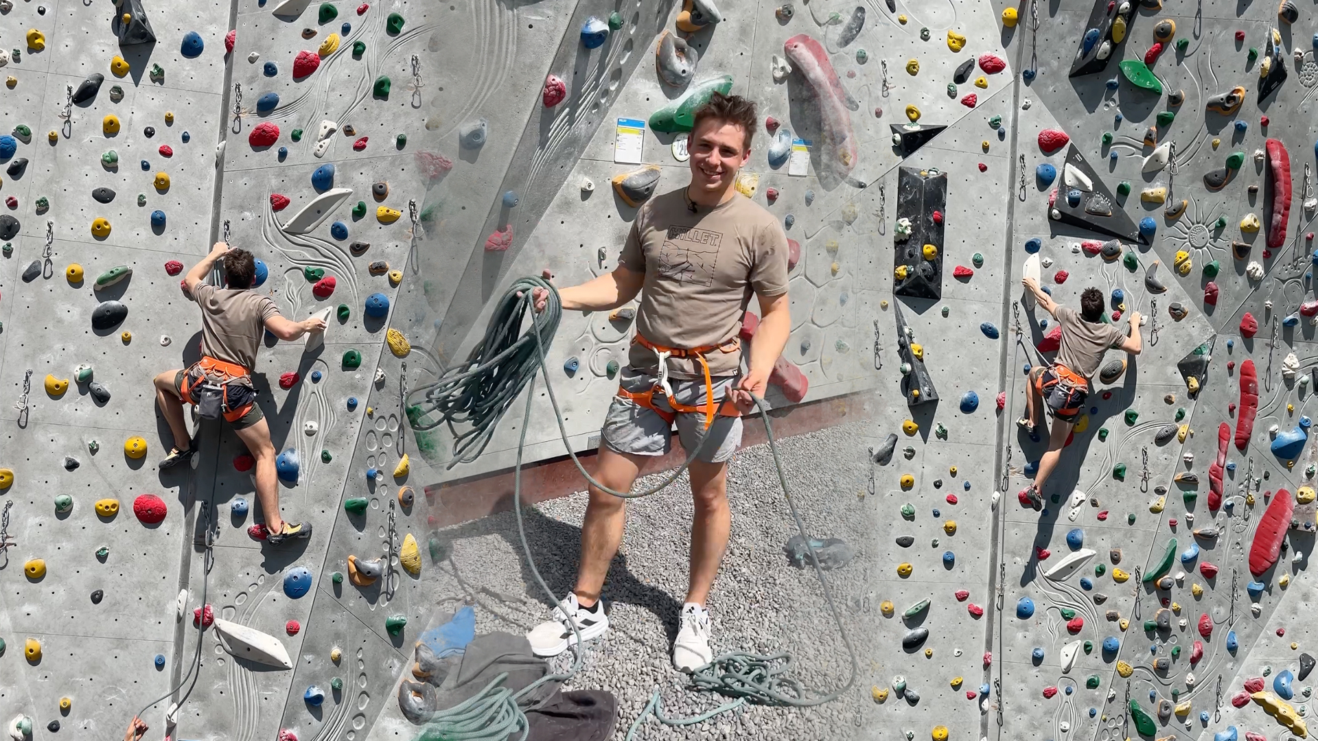 Raphael am Einstieg und in der Kletterroute