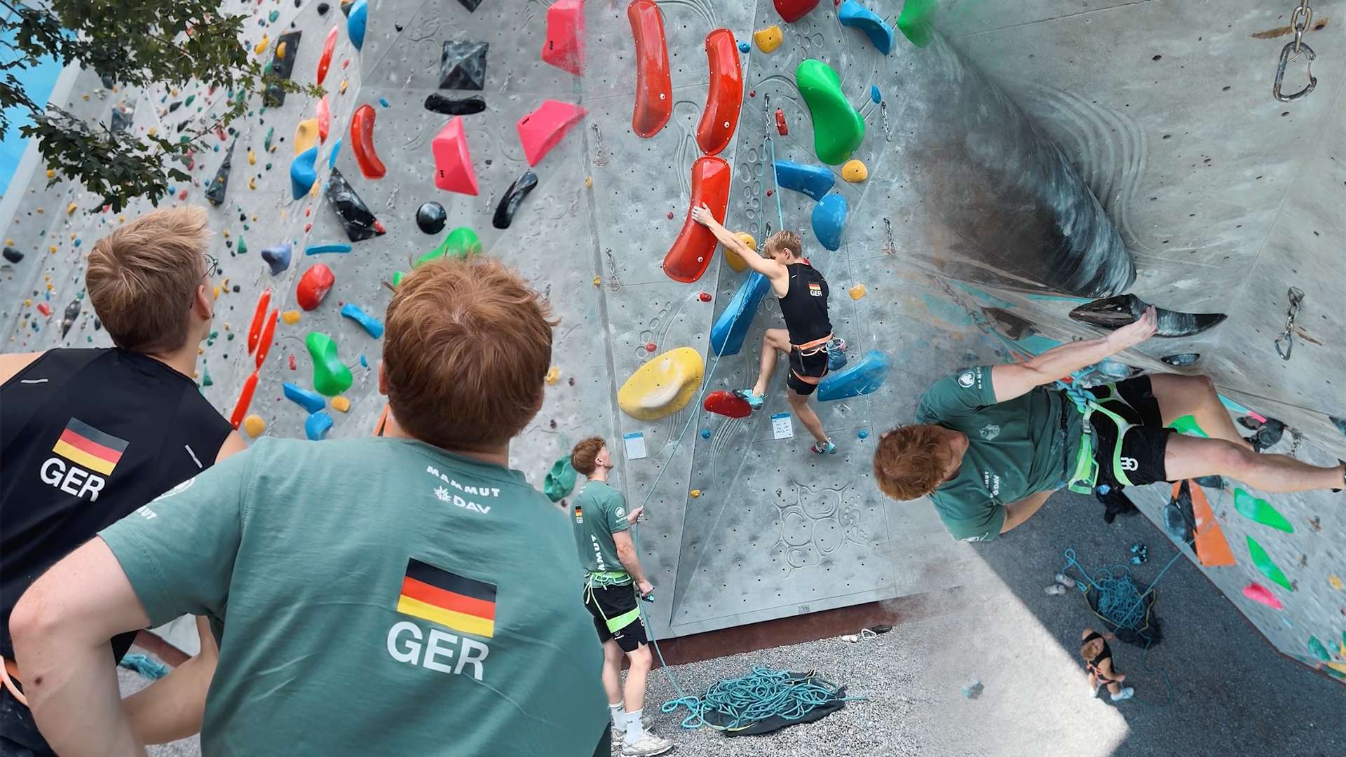 Nationalkader mit Yannick Flohe beim Training in der Kletterhalle Thalkirchen